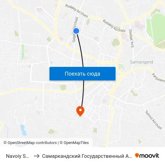 Navoiy Shoh Ko'Chasi, 37 to Самаркандский Государственный Архитектурно Строительный Институт (Самгаси) map