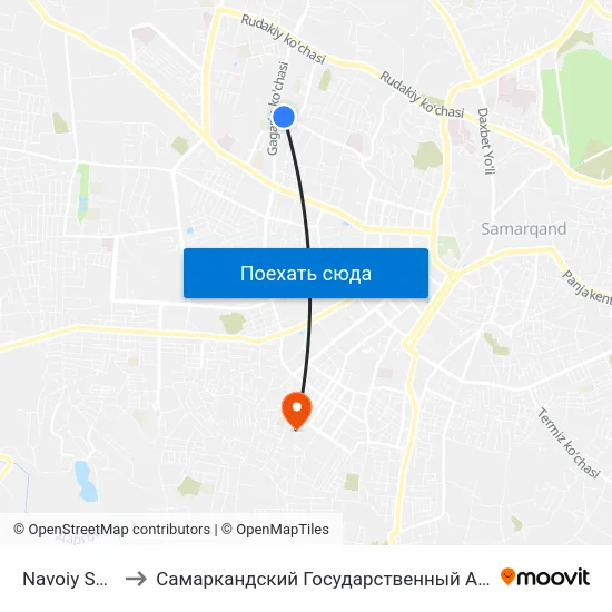 Navoiy Shoh Ko'Chasi, 36 to Самаркандский Государственный Архитектурно Строительный Институт (Самгаси) map