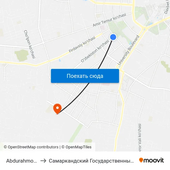 Abdurahmon Jomiy Ko'Chasi, 98 to Самаркандский Государственный Архитектурно Строительный Институт (Самгаси) map