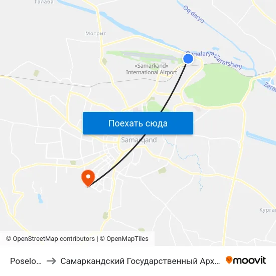 Poselok Geologov to Самаркандский Государственный Архитектурно Строительный Институт (Самгаси) map