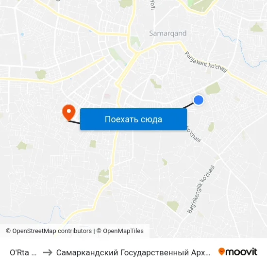 O'Rta Maktab 31 to Самаркандский Государственный Архитектурно Строительный Институт (Самгаси) map