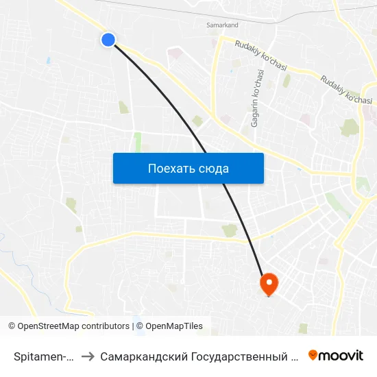 Spitamen-Shokh Ulitsa, 100 to Самаркандский Государственный Архитектурно Строительный Институт (Самгаси) map