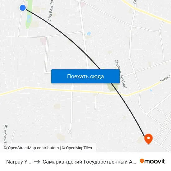 Narpay Yuli Street, 226a to Самаркандский Государственный Архитектурно Строительный Институт (Самгаси) map