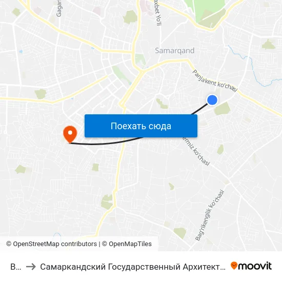 Bekat to Самаркандский Государственный Архитектурно Строительный Институт (Самгаси) map