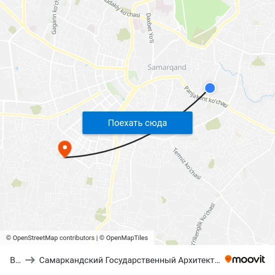Bekat to Самаркандский Государственный Архитектурно Строительный Институт (Самгаси) map