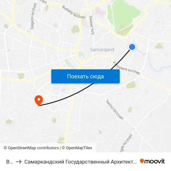 Bekat to Самаркандский Государственный Архитектурно Строительный Институт (Самгаси) map