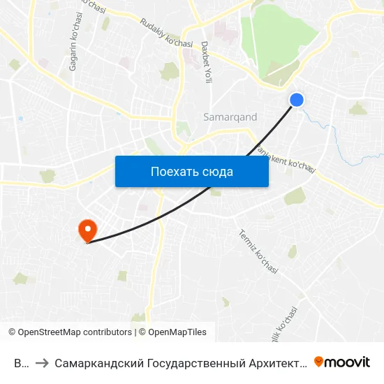 Bekat to Самаркандский Государственный Архитектурно Строительный Институт (Самгаси) map