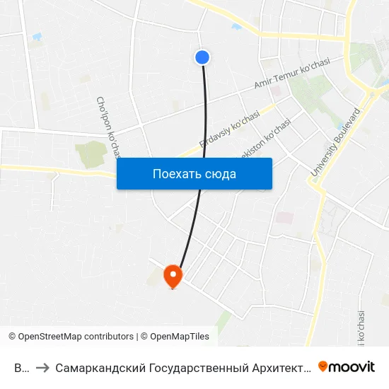 Bekat to Самаркандский Государственный Архитектурно Строительный Институт (Самгаси) map