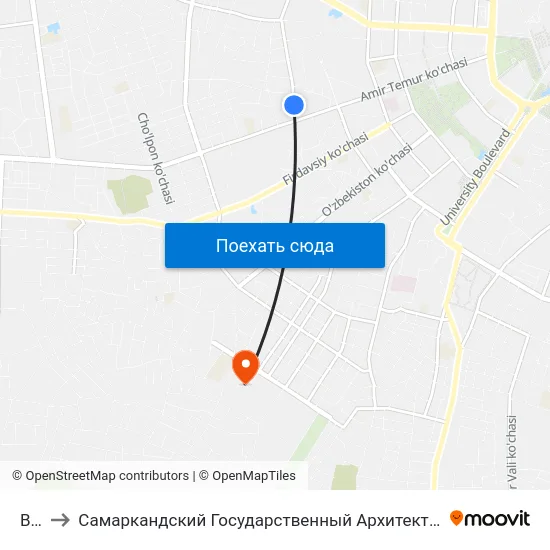 Bekat to Самаркандский Государственный Архитектурно Строительный Институт (Самгаси) map