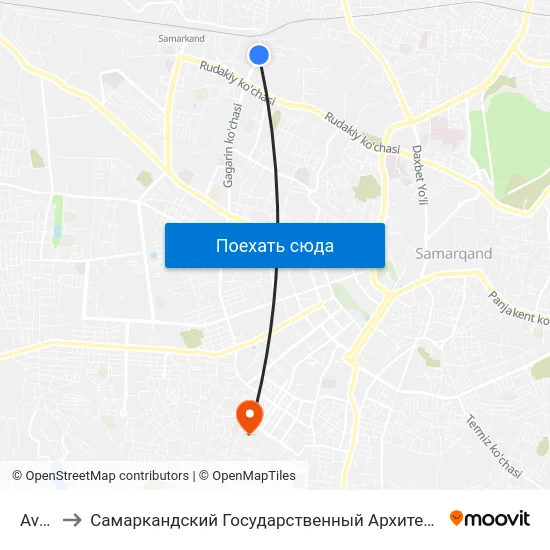 Avtopark to Самаркандский Государственный Архитектурно Строительный Институт (Самгаси) map