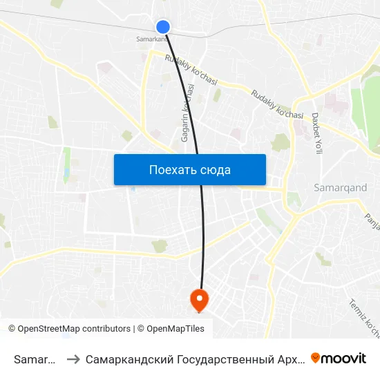 Samarqand Station to Самаркандский Государственный Архитектурно Строительный Институт (Самгаси) map