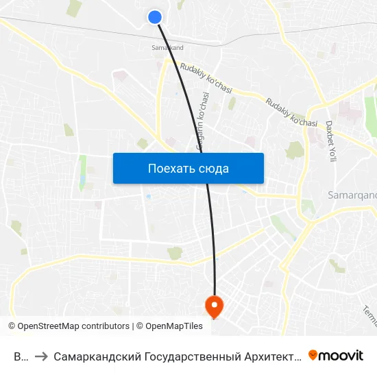 Bekat to Самаркандский Государственный Архитектурно Строительный Институт (Самгаси) map
