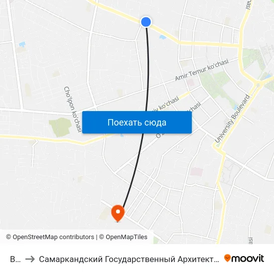 Bekat to Самаркандский Государственный Архитектурно Строительный Институт (Самгаси) map