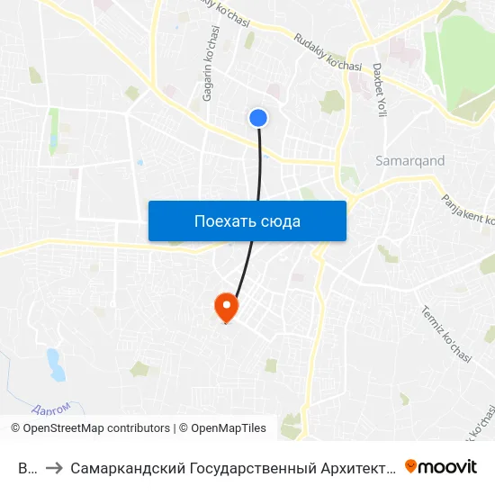 Bekat to Самаркандский Государственный Архитектурно Строительный Институт (Самгаси) map