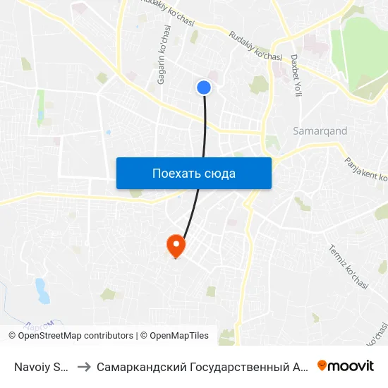 Navoiy Shoh Ko'Chasi, 1 to Самаркандский Государственный Архитектурно Строительный Институт (Самгаси) map