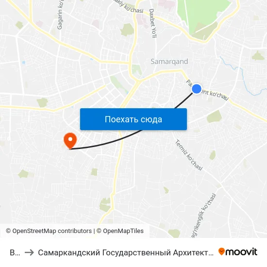 Bekat to Самаркандский Государственный Архитектурно Строительный Институт (Самгаси) map