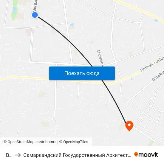 Bekat to Самаркандский Государственный Архитектурно Строительный Институт (Самгаси) map