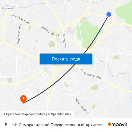 Bekat to Самаркандский Государственный Архитектурно Строительный Институт (Самгаси) map