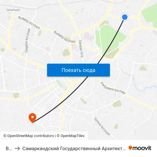 Bekat to Самаркандский Государственный Архитектурно Строительный Институт (Самгаси) map