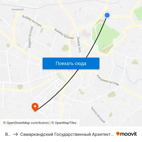 Bekat to Самаркандский Государственный Архитектурно Строительный Институт (Самгаси) map