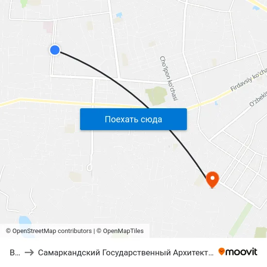 Bekat to Самаркандский Государственный Архитектурно Строительный Институт (Самгаси) map