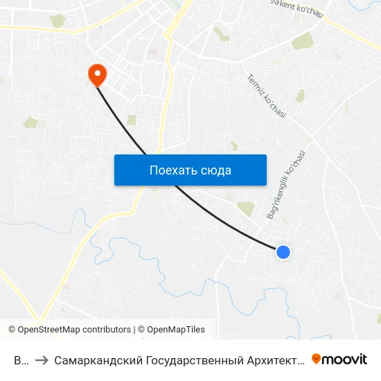 Bekat to Самаркандский Государственный Архитектурно Строительный Институт (Самгаси) map