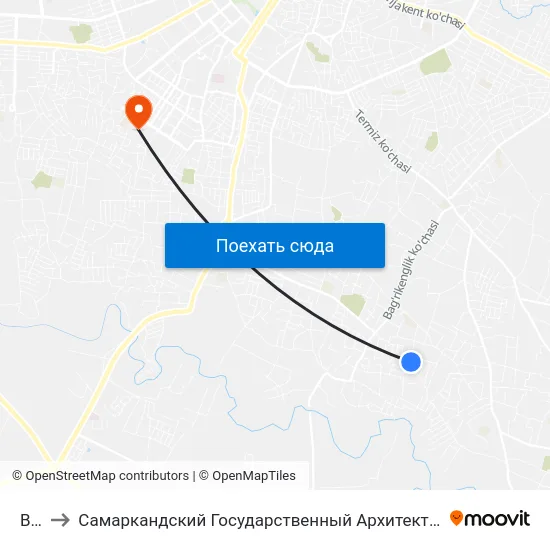 Bekat to Самаркандский Государственный Архитектурно Строительный Институт (Самгаси) map