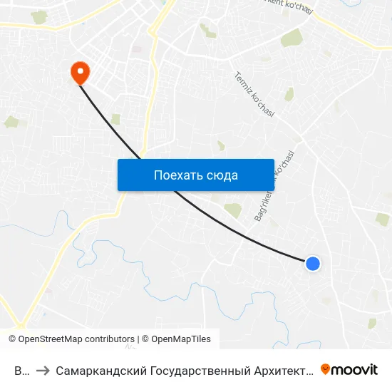 Bekat to Самаркандский Государственный Архитектурно Строительный Институт (Самгаси) map