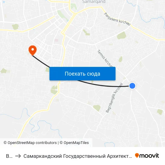 Bekat to Самаркандский Государственный Архитектурно Строительный Институт (Самгаси) map