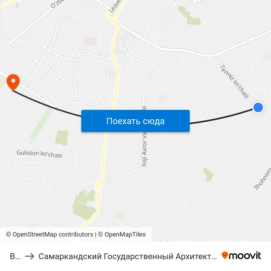 Bekat to Самаркандский Государственный Архитектурно Строительный Институт (Самгаси) map