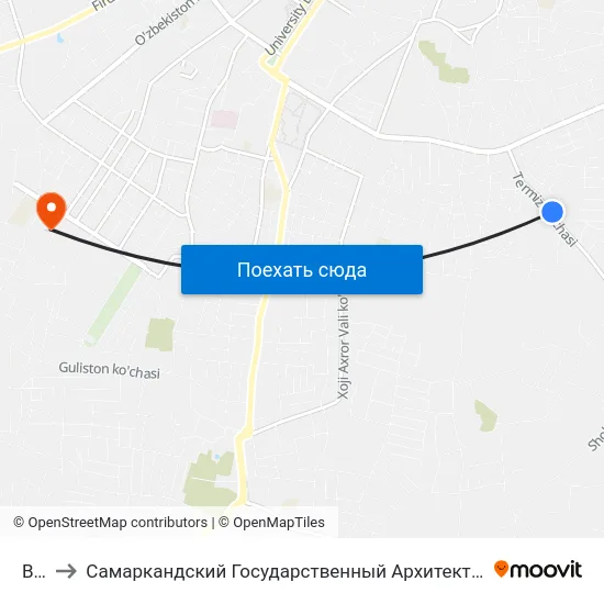 Bekat to Самаркандский Государственный Архитектурно Строительный Институт (Самгаси) map