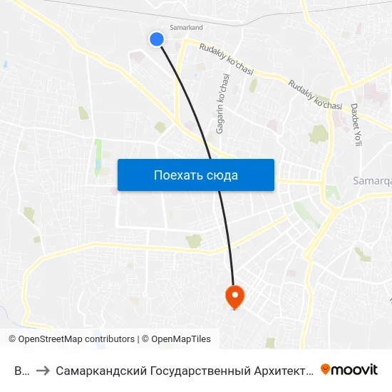 Bekat to Самаркандский Государственный Архитектурно Строительный Институт (Самгаси) map