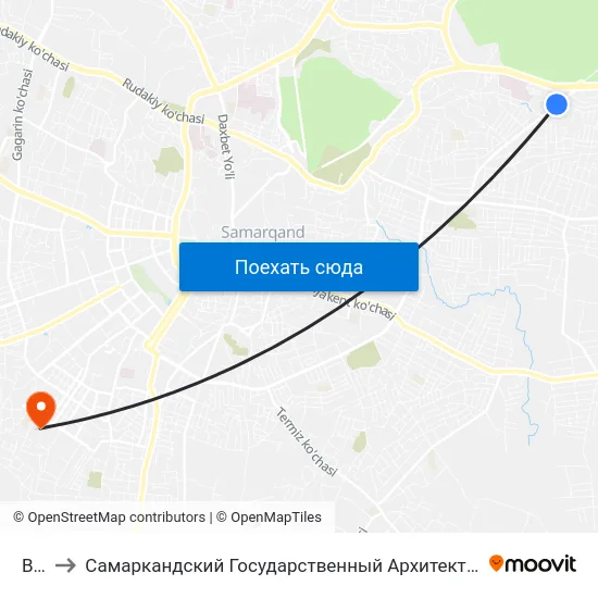 Bekat to Самаркандский Государственный Архитектурно Строительный Институт (Самгаси) map