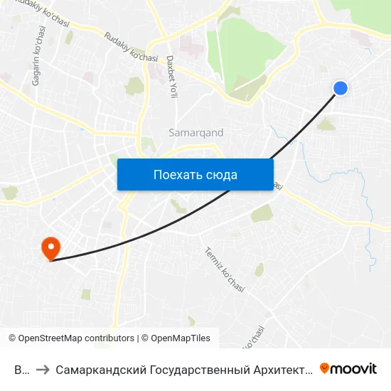 Bekat to Самаркандский Государственный Архитектурно Строительный Институт (Самгаси) map