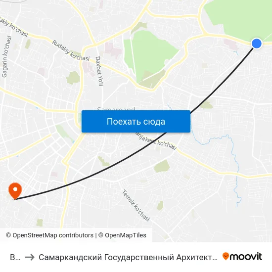 Bekat to Самаркандский Государственный Архитектурно Строительный Институт (Самгаси) map