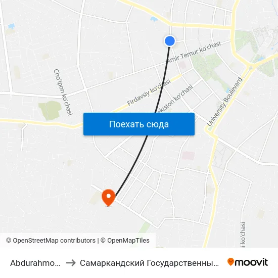 Abdurahmon Jomiy Ko'Chasi, 45 to Самаркандский Государственный Архитектурно Строительный Институт (Самгаси) map