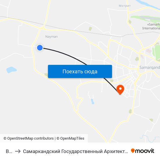 Bekat to Самаркандский Государственный Архитектурно Строительный Институт (Самгаси) map
