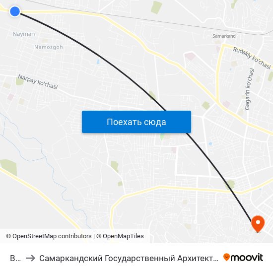 Bekat to Самаркандский Государственный Архитектурно Строительный Институт (Самгаси) map