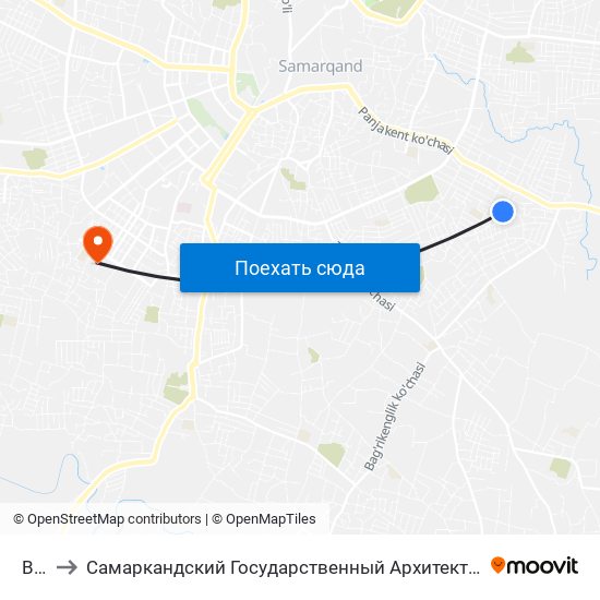 Bekat to Самаркандский Государственный Архитектурно Строительный Институт (Самгаси) map