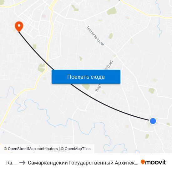 Ravonak to Самаркандский Государственный Архитектурно Строительный Институт (Самгаси) map