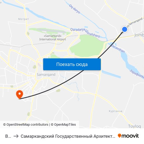 Bekat to Самаркандский Государственный Архитектурно Строительный Институт (Самгаси) map