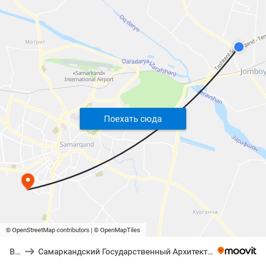 Bekat to Самаркандский Государственный Архитектурно Строительный Институт (Самгаси) map