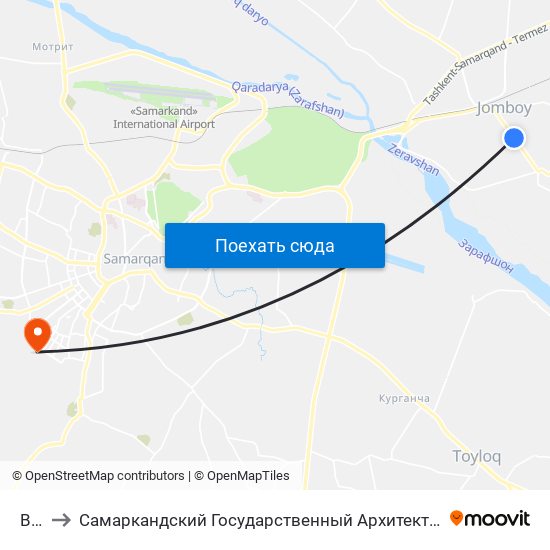 Bekat to Самаркандский Государственный Архитектурно Строительный Институт (Самгаси) map