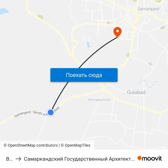 Bekat to Самаркандский Государственный Архитектурно Строительный Институт (Самгаси) map