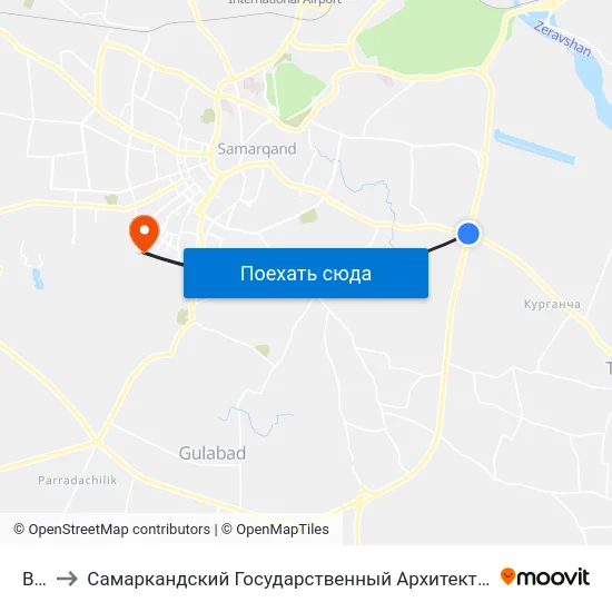 Bekat to Самаркандский Государственный Архитектурно Строительный Институт (Самгаси) map