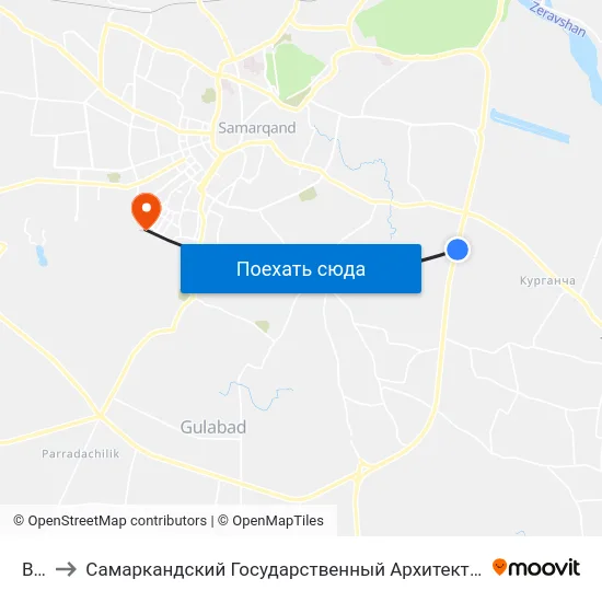 Bekat to Самаркандский Государственный Архитектурно Строительный Институт (Самгаси) map