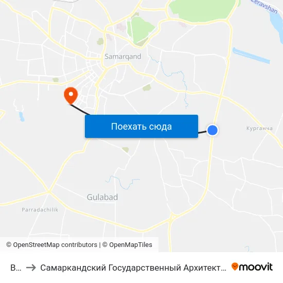 Bekat to Самаркандский Государственный Архитектурно Строительный Институт (Самгаси) map
