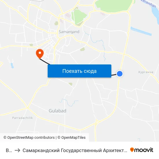 Bekat to Самаркандский Государственный Архитектурно Строительный Институт (Самгаси) map