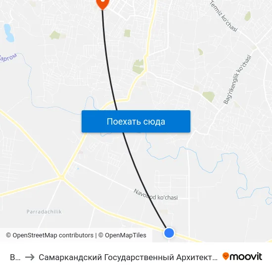 Bekat to Самаркандский Государственный Архитектурно Строительный Институт (Самгаси) map