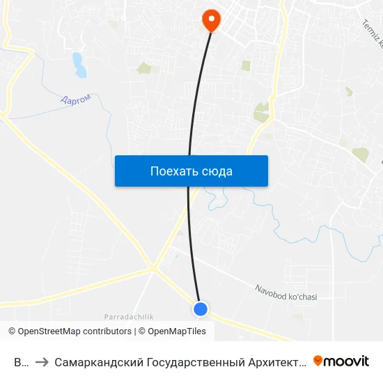 Bekat to Самаркандский Государственный Архитектурно Строительный Институт (Самгаси) map
